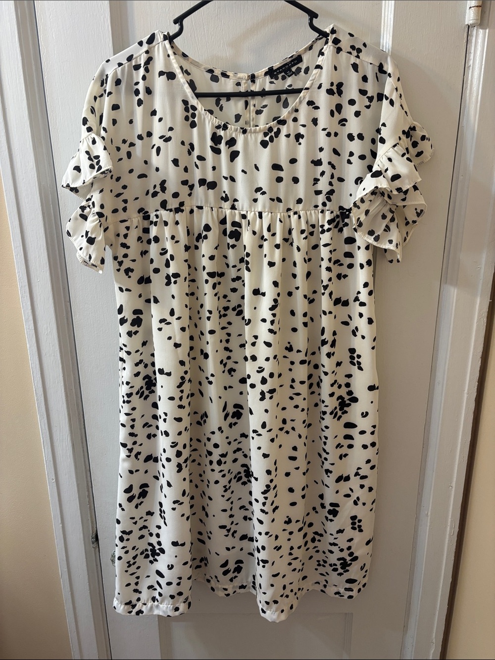 Staccato Black and White Spot Print Dress